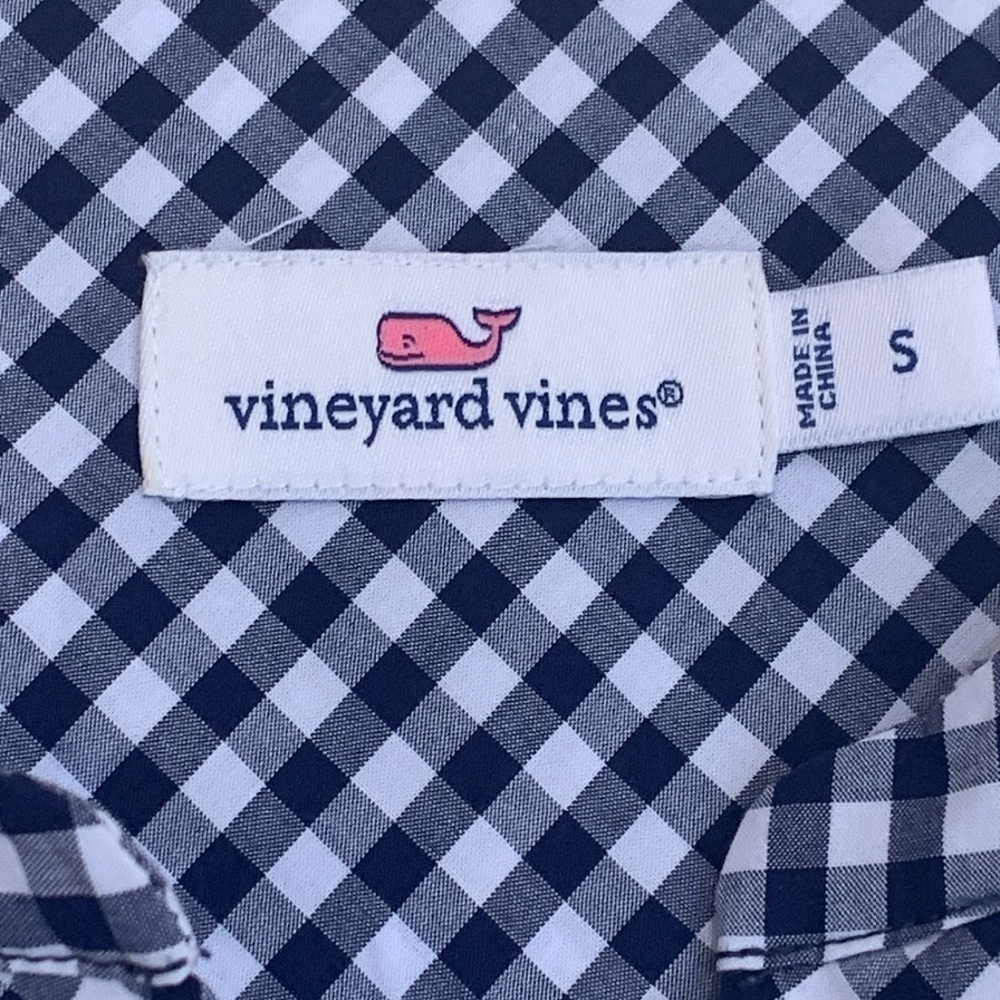 Vineyard Vines 100% Cotton Mixed Gingham Tie Sleeve High Low Hem Pullover Top S - Picture 14 of 17